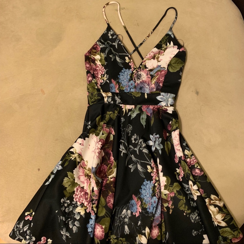 Black dress with floral print